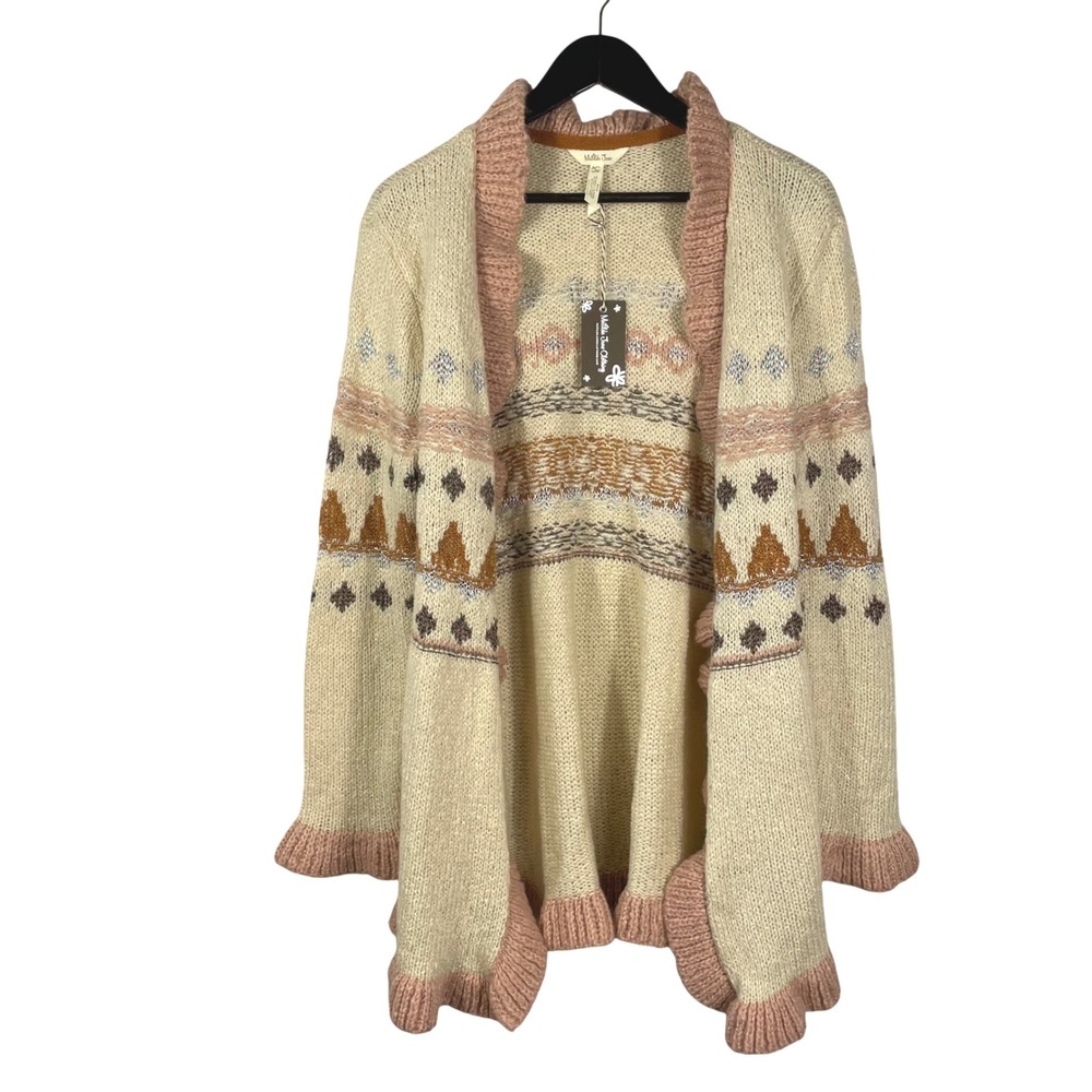 Matilda‎ Jane Open Front Cardigan Sweater Women S Fair Isle Knit Long Sleeve NWT